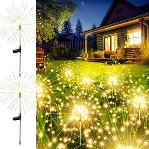 Garden Outdoor Decor Lights 120LED 2Pack, Solar Garden Lights for Yard Outside